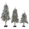 3 Pack Pre-Lit Flocked Alpine Christmas Trees, Clear Lights